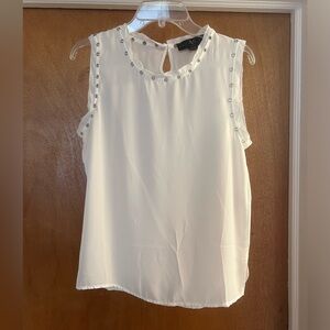 19V69 Italia Women’s White Sheer Sleeveless Crew Neck Top